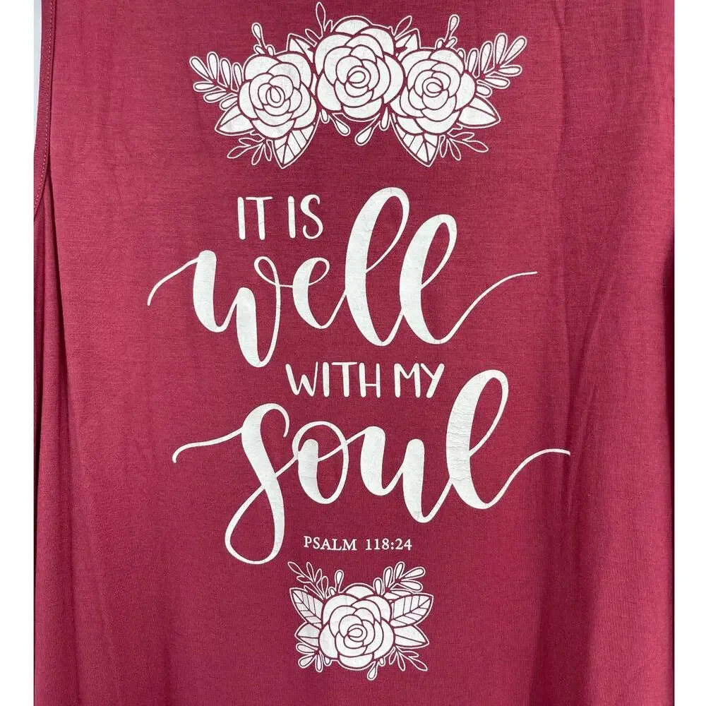 French Pastry Burgundy Tank Top Sleeveless Tee Soft Lightweight Shirt 1X  Womens - Picture 2 of 12